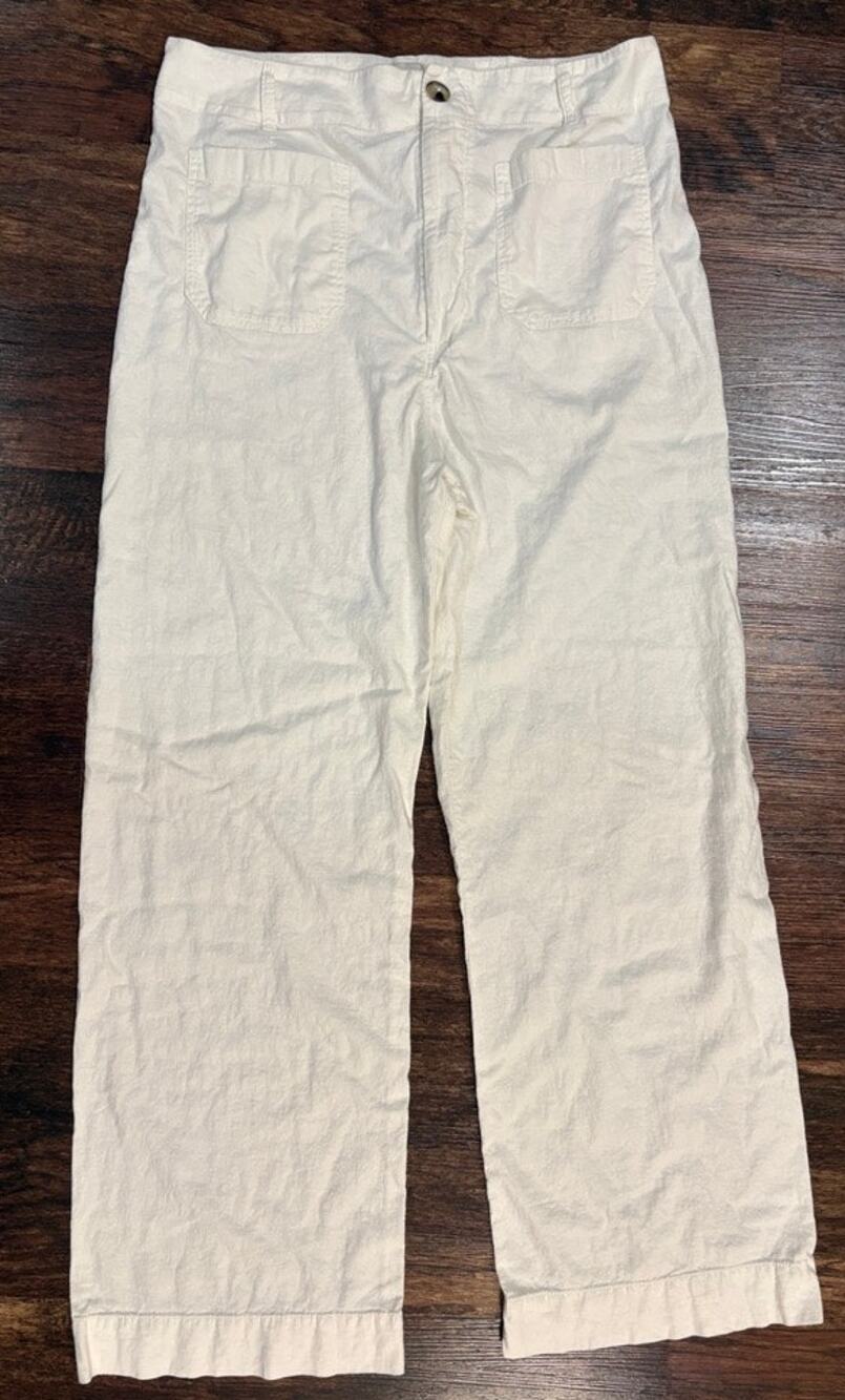 Maeve Anthropologie The Colette Full-Length Wide-Leg White Pants Size 34 Tall
